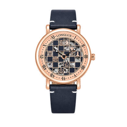 Men automatic watch chess checjerboard mechanical watches waterproof vintage business luminous skeleton leather gift for you Martino Valenti