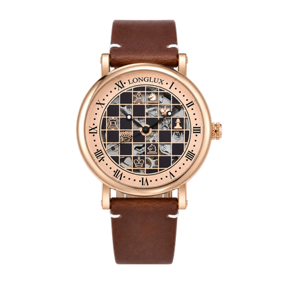 Men automatic watch chess checjerboard mechanical watches waterproof vintage business luminous skeleton leather gift for you Martino Valenti