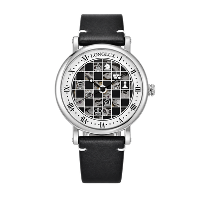 Men automatic watch chess checjerboard mechanical watches waterproof vintage business luminous skeleton leather gift for you Martino Valenti