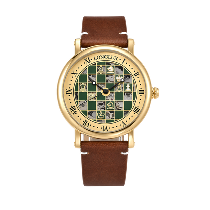 Men automatic watch chess checjerboard mechanical watches waterproof vintage business luminous skeleton leather gift for you Martino Valenti