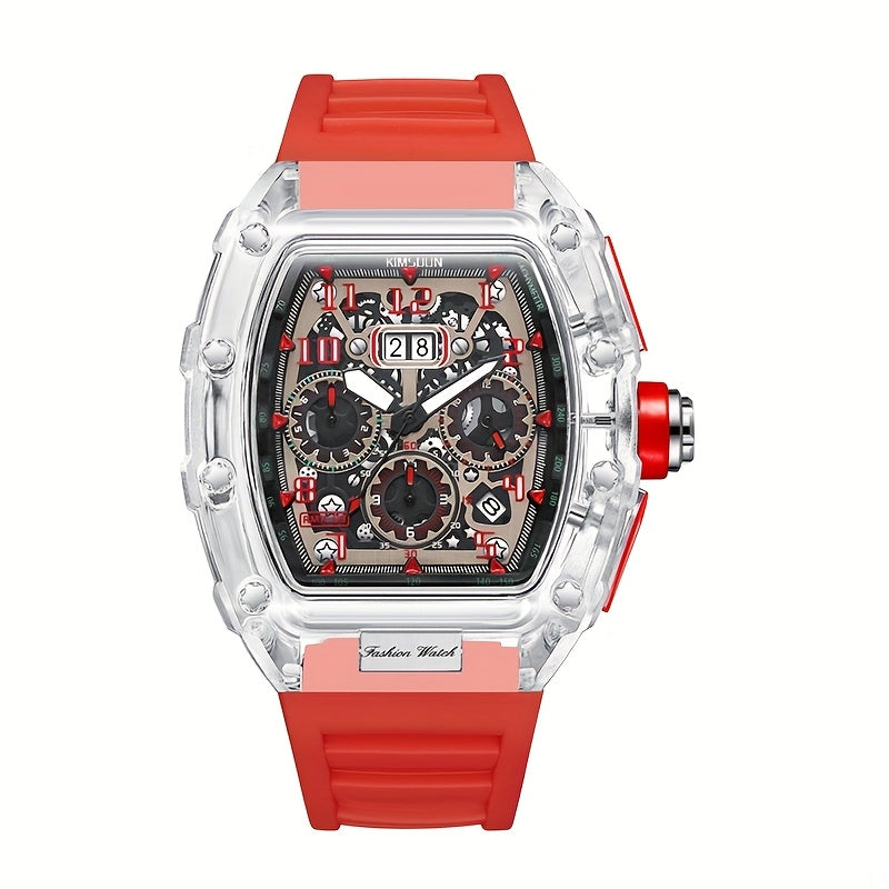 Giorgio Mareno NYTRAX stylish wristwatch with black dial and silver stainless steel band, close-up view.