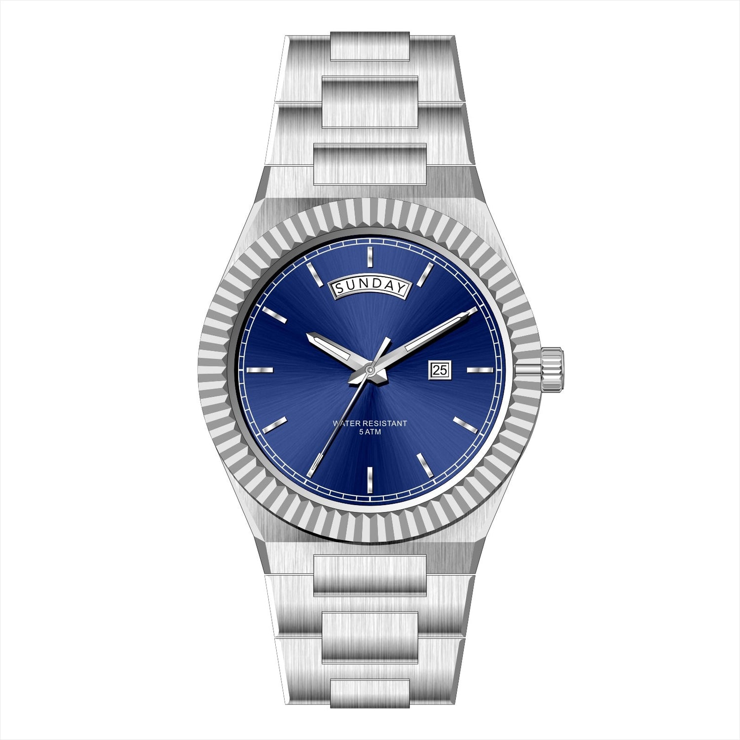 AURIXA DB – Men’s Classic Deep Blue Sunray Dial Steel Business Watch