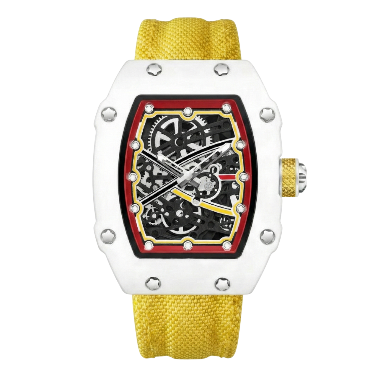 Skeleton Tonneau Sport watch by GIORGIO MARENO featuring a skeleton dial and sporty design.