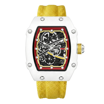 Skeleton Tonneau Sport watch by GIORGIO MARENO featuring a skeleton dial and sporty design.