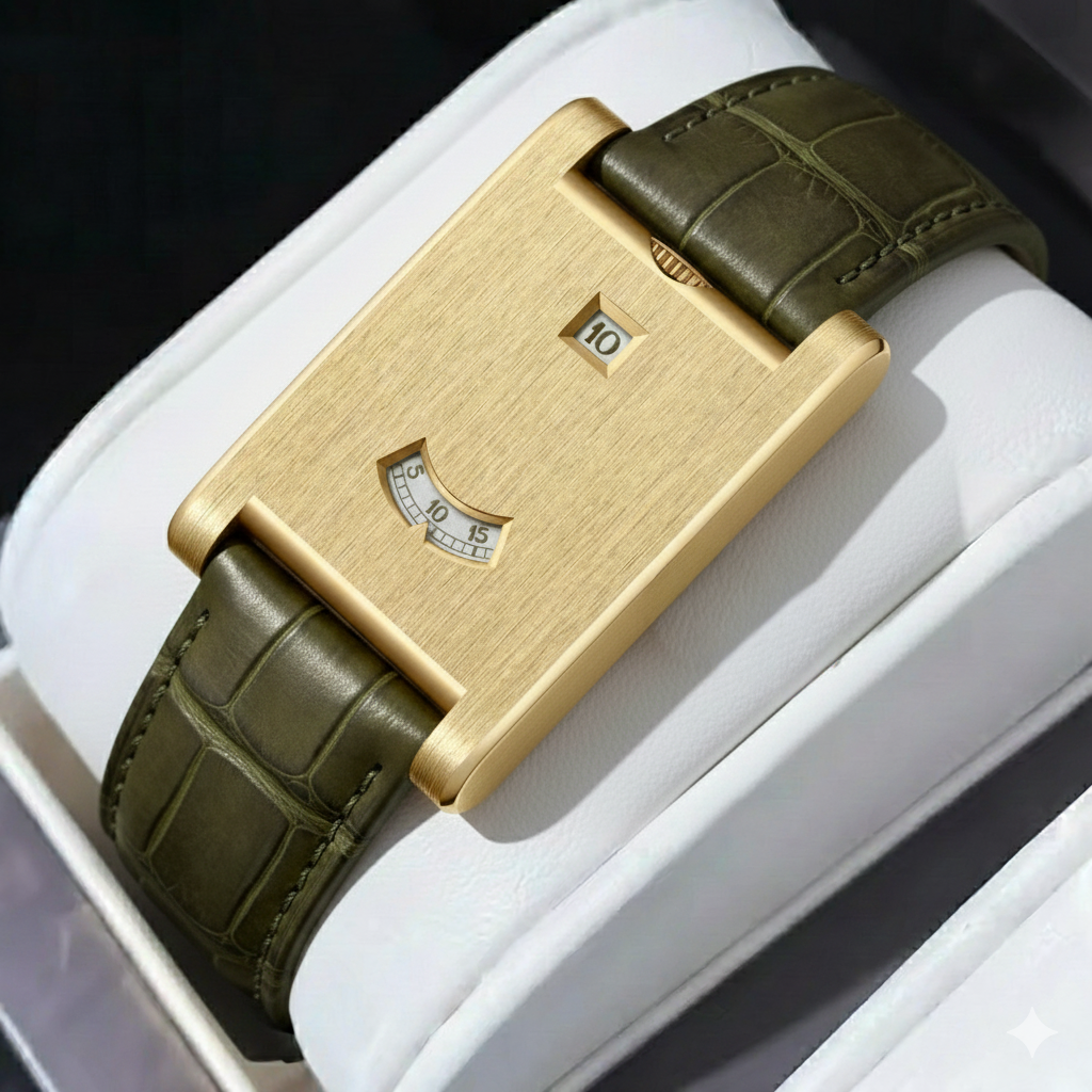Rectangular GIORGIO MARENO DRYLAXO VX-580 dress watch with a sleek design and metal strap, featuring a minimalist dial.