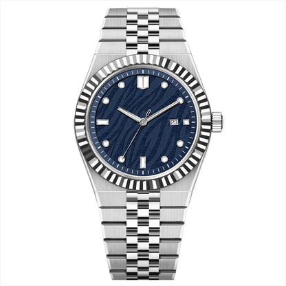 KAIROS – Men’s Luxury Silver Case Deep Blue Wave Dial Watch