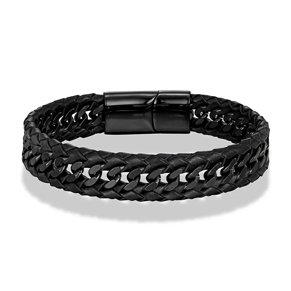 Gold leather bracelet from GIORGIO MARENO featuring sleek, woven leather design and subtle gold accents.