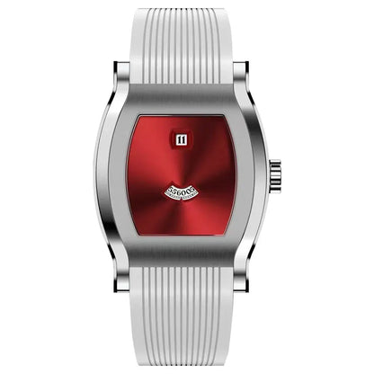 Men’s futuristic designer watch with silicone strap by GIORGIO MARENO, featuring sleek modern design and digital display.