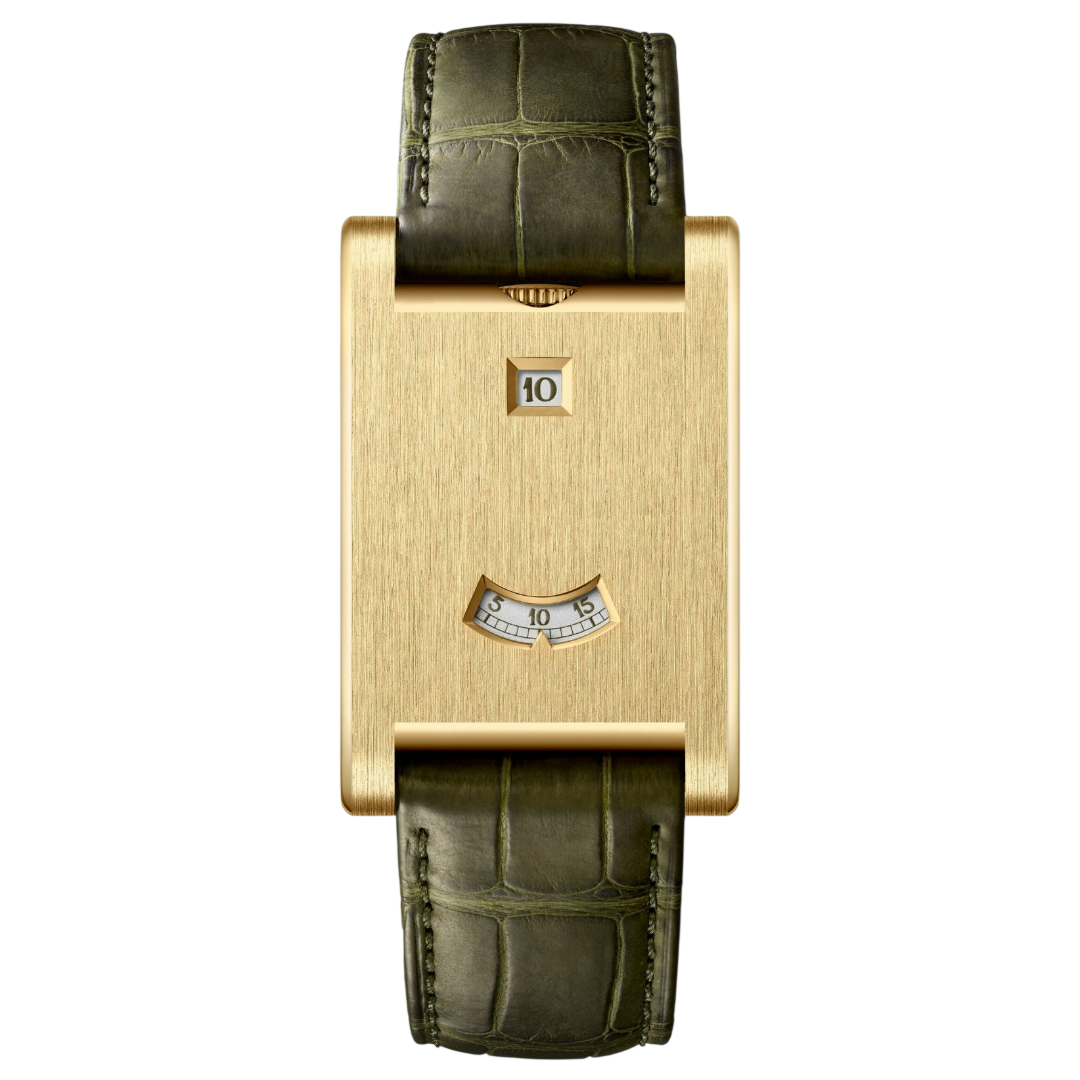 GIORGIO MARENO DRYLAXO VX-580 rectangular jumping hour dress watch with silver dial and leather strap