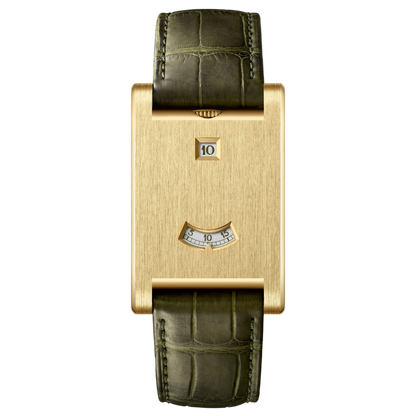 GIORGIO MARENO DRYLAXO VX-580 rectangular jumping hour dress watch with silver dial and leather strap