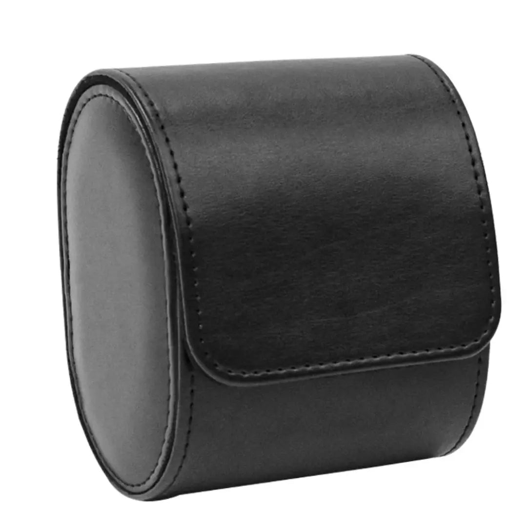 Giorgio Mareno Embers leather watch roll with multiple compartments for storing and organizing wristwatches.