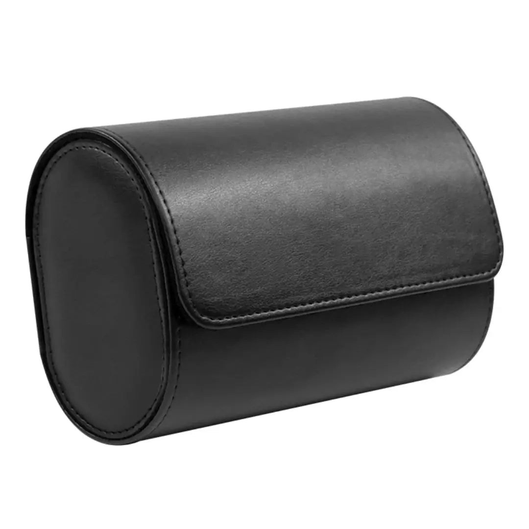 Giorgio Mareno Embers leather watch roll with multiple compartments, closed with a secure leather strap.