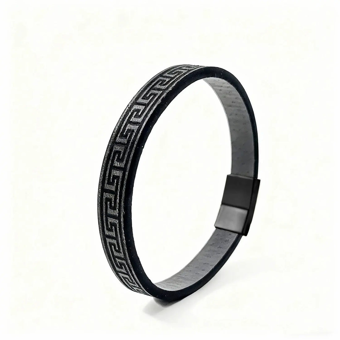 Leather bracelet with magnetic clasp by GIORGIO MARENO, showing close-up of the stylish bracelet with sleek design and fastening.