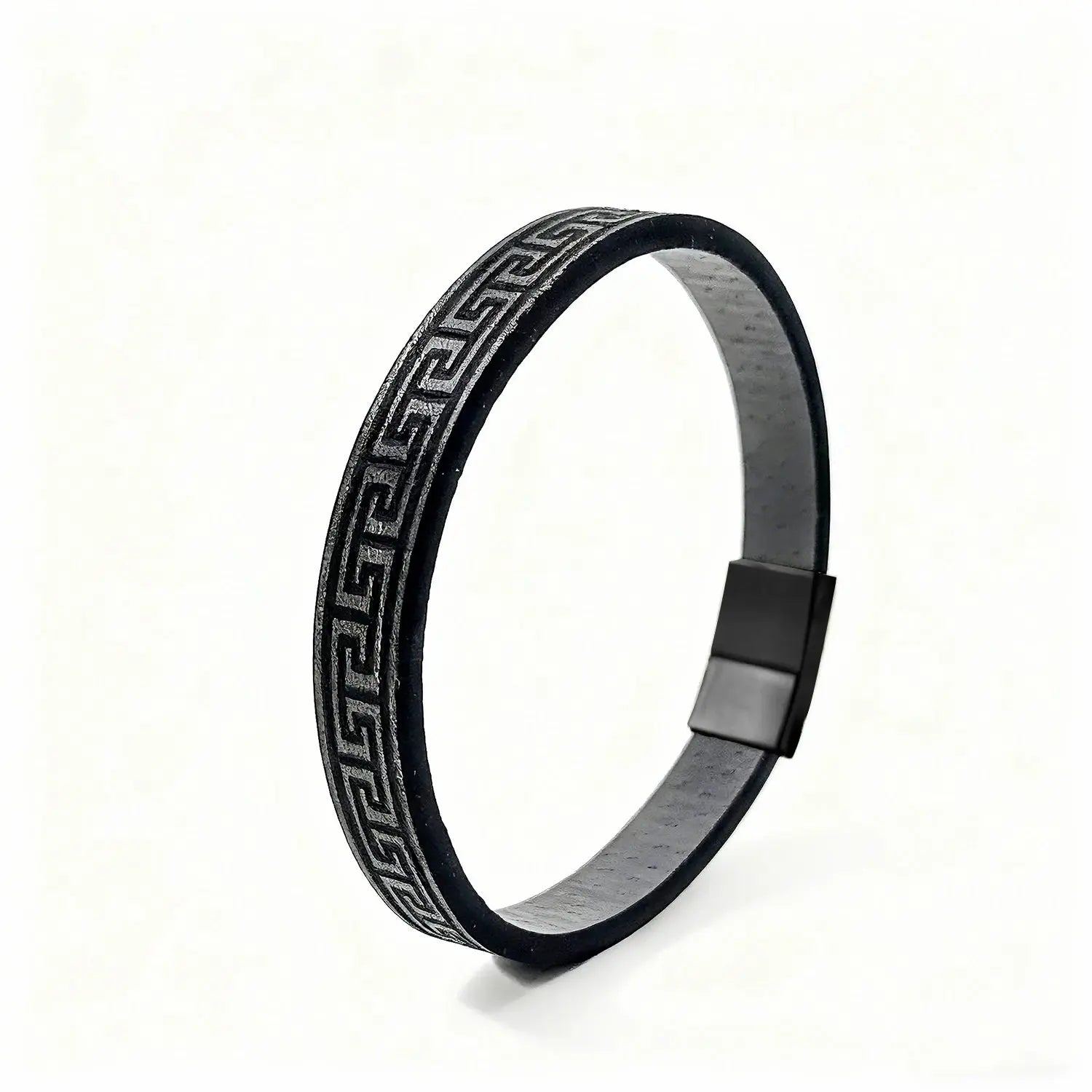 Leather bracelet with magnetic clasp by GIORGIO MARENO, showing close-up of the stylish bracelet with sleek design and fastening.