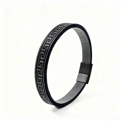 Leather bracelet with magnetic clasp by GIORGIO MARENO, showing close-up of the stylish bracelet with sleek design and fastening.