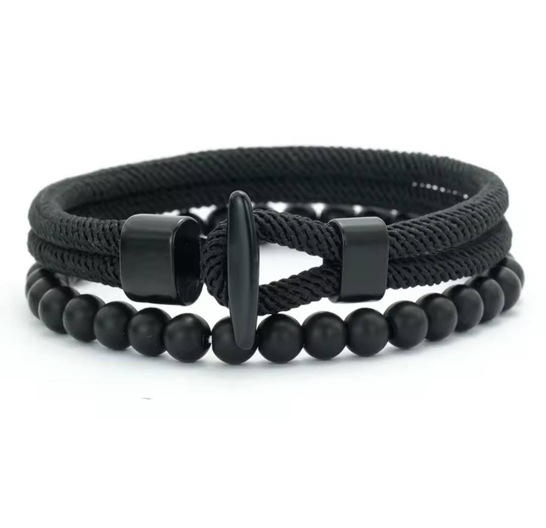 Double layer stone bracelet by GIORGIO MARENO featuring smooth round stones on a sleek, stylish bracelet design.