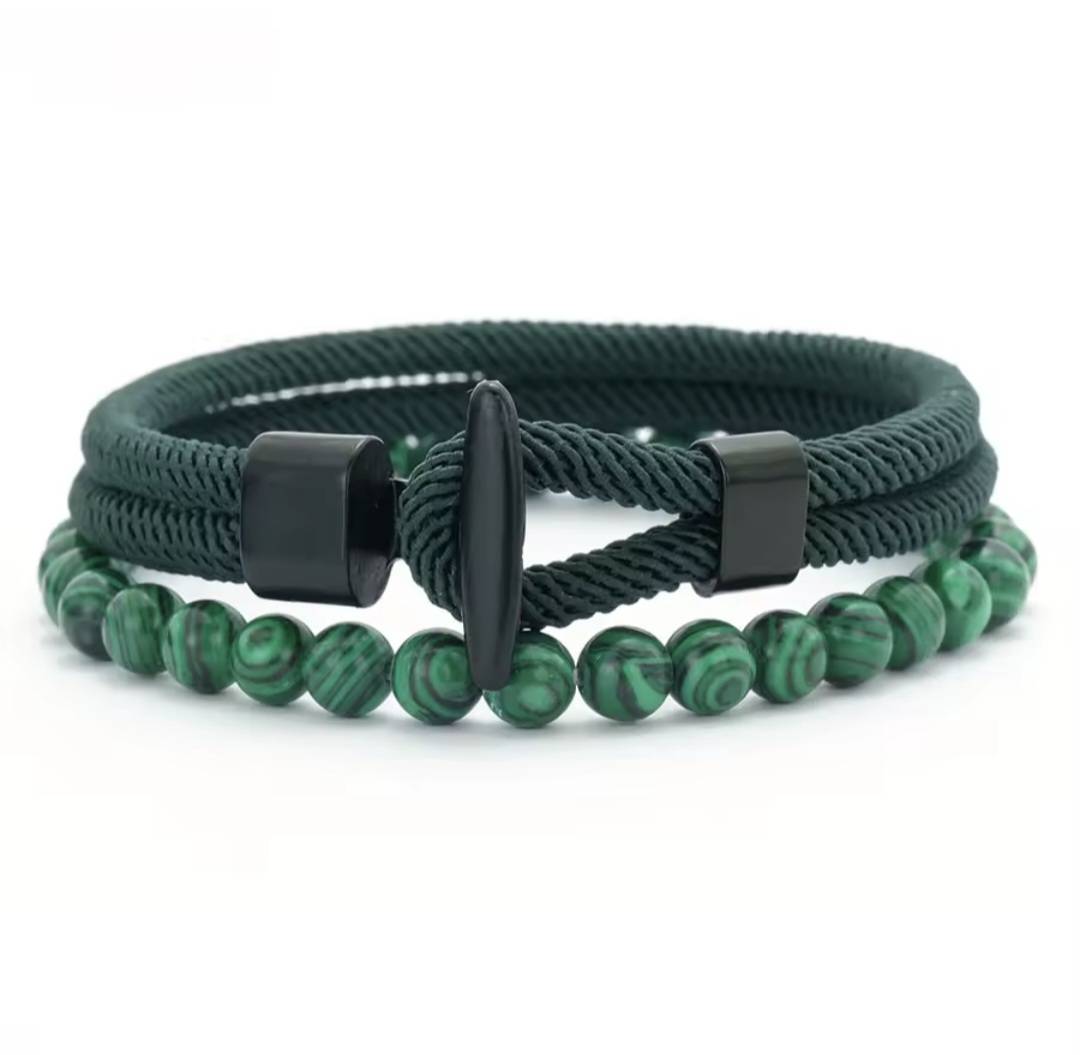 Double layer stone bracelet by GIORGIO MARENO featuring smooth, rounded stones on a stylish silver-toned chain.