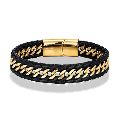 Golden leather bracelet by GIORGIO MARENO featuring sleek leather straps with subtle gold accents.