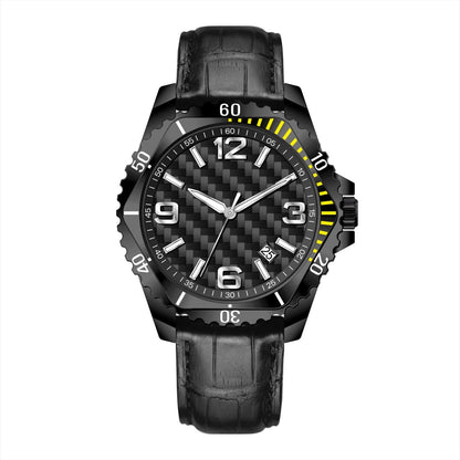 VEXRON BY – Men’s Stealth Black &amp; Yellow Carbon Fiber Sport Tactical Watch